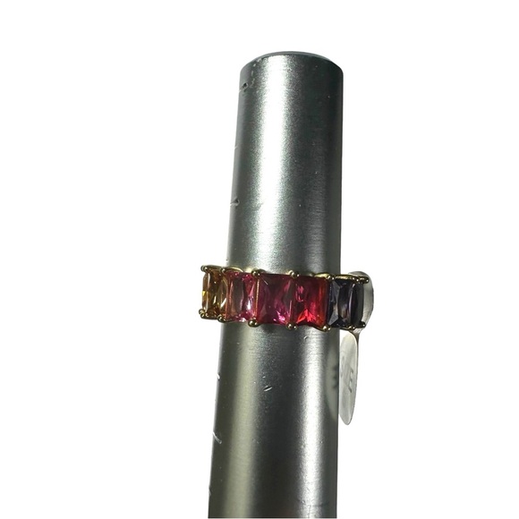 GM CN 925 Sterling Silver 6 mm Rainbow CZs Eternity Ring Size 6 Gay Pride 6g New - Picture 6 of 16